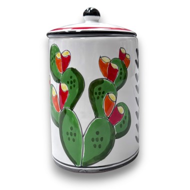 Handmade sicilian ceramic container with lid Folk Prickly Pears desimone pottery Handmade sicilian ceramic container with lid Folk Prickly Pears desimone pottery
